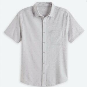 01.Algo Shirt Men Large TALL Gray Channing Pattern Button Up Performance Polo